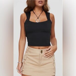 Princess Polly Imelda Open Back Tank in Black